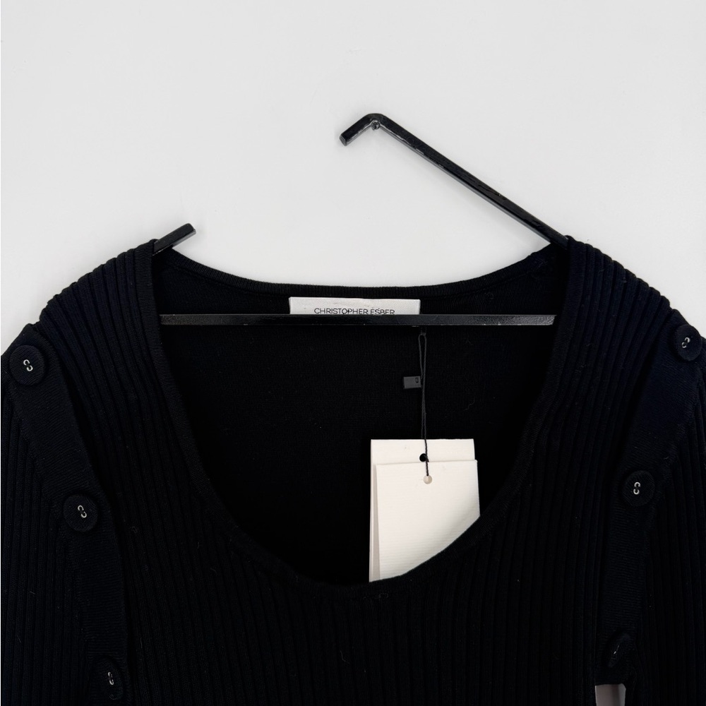 Christopher Esber Convertible Cropped Tie Wrap Detail Ribbed Knit Top In Black
